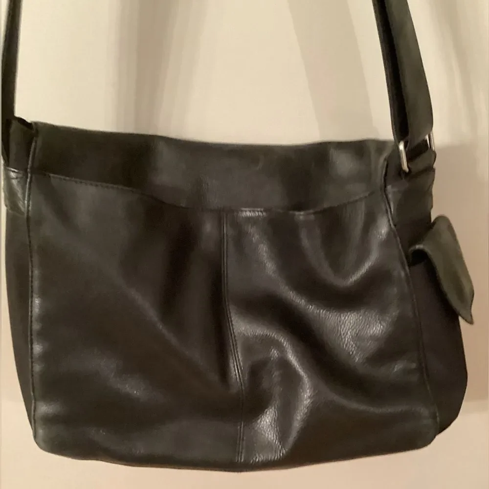 FOSSIL BLACK LONG LIVE VINTAGE LEATHER WORK OFFICE BAG CROSSBODY MESSENGER